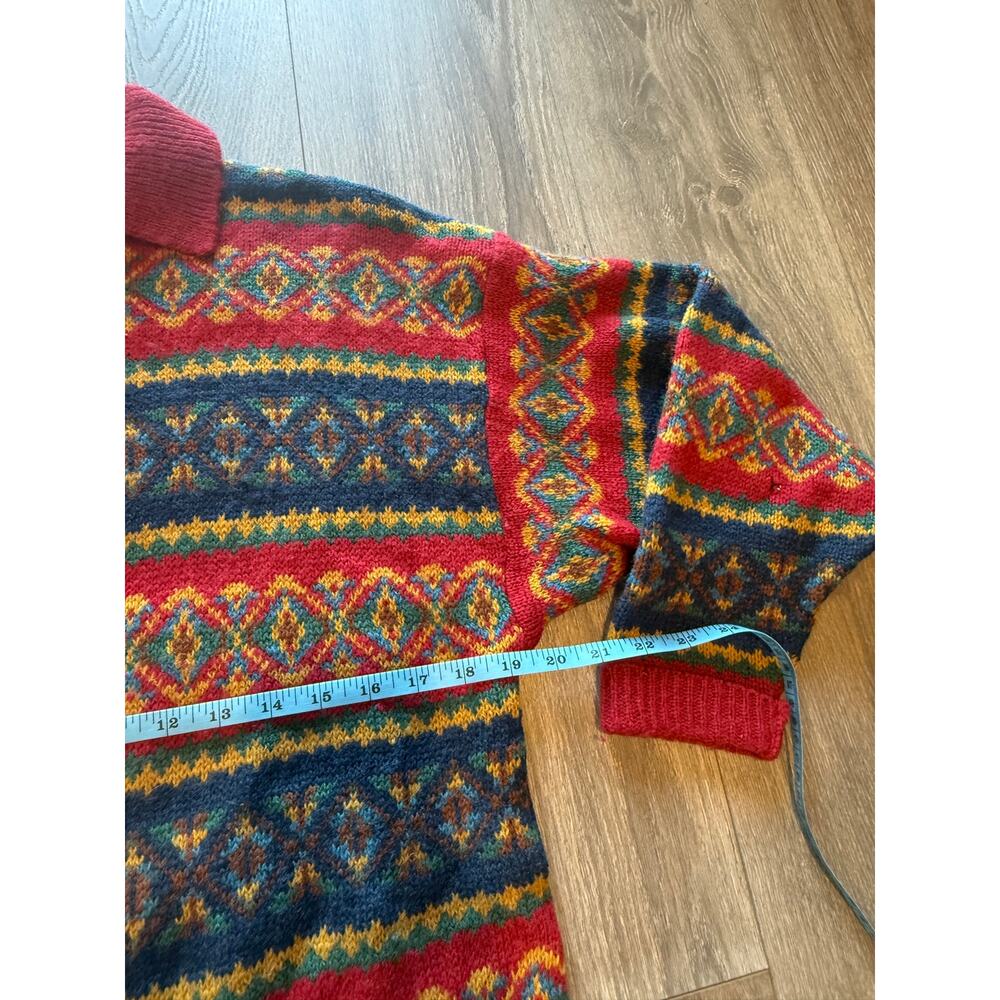 Vintage 80s Laura Ashley 100% Wool Nordic Fair Isle Sweater Made Great Britain - Picture 7 of 12